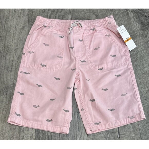Nautica Shorts Girls 7‎ Pink Elastic Waist Bermuda Pockets Whales Pull on NEW - Picture 1 of 4